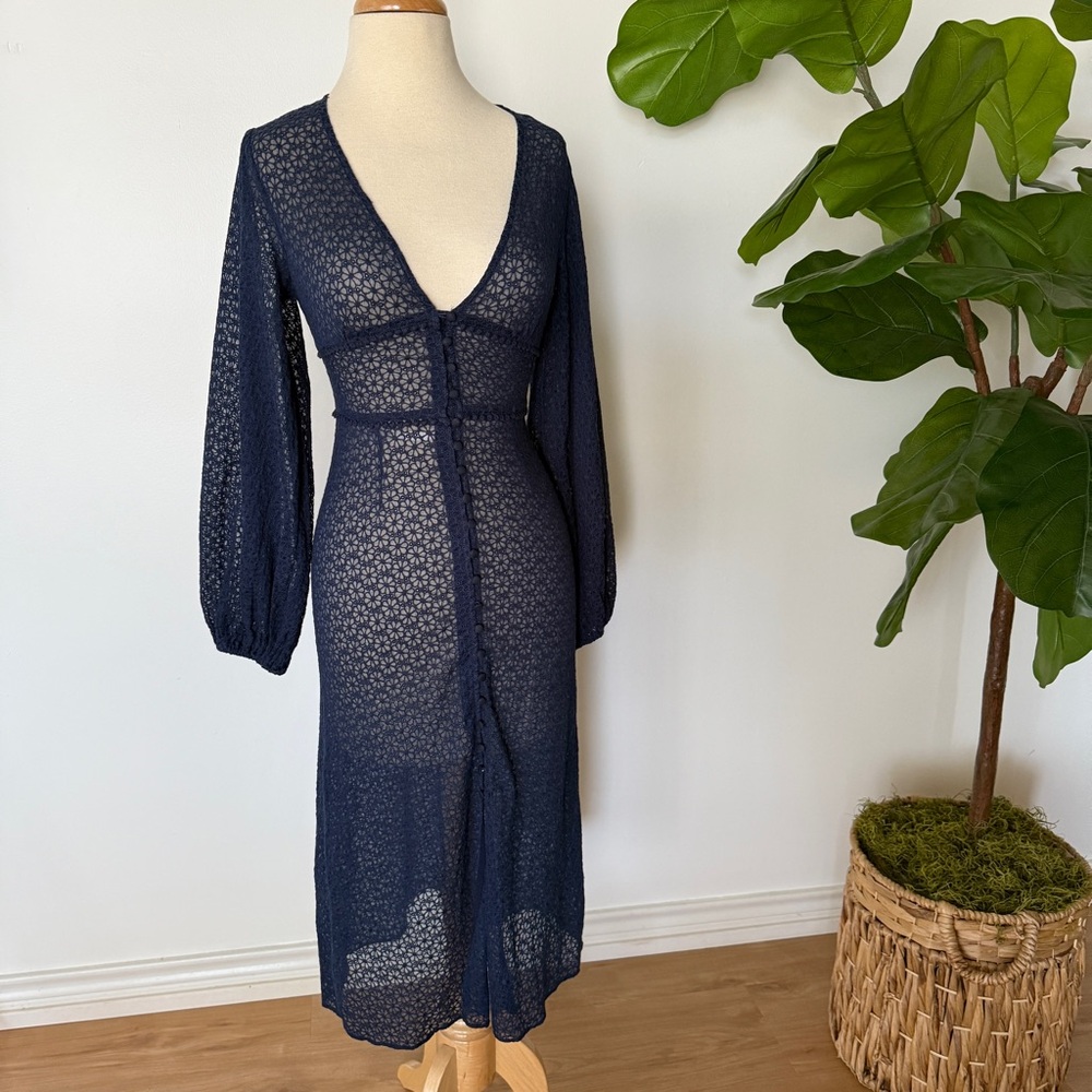 Buffalo David Bitton | Navy Blue Eyelet Midi Dress/Cover Up